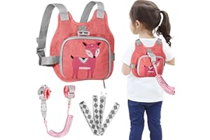 Toddler Harness Leash + Anti Lost Wrist Link, Accmor Kids Harnesses Children Leashes for Girls, Cute Deer Baby Walking Holder Anti-Lost Bracelet Strap Tether for Outdoor Keep Kids Close (Pink)