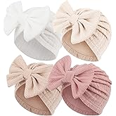AQOKKA Newborn Baby Girl Hats with Bow Toddler Infant Beanie Cap Newborn Hospital Hats for Baby Girl Kid 3-12 Months