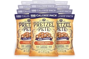 Pretzel Pete Cheese Pizza Seasoned Mini Twist Pretzels, 100 Calories, Non-GMO, Small Batch, Bold Flavor, 0.8oz (24 Pack)