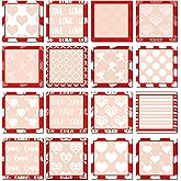 16 Pieces Valentine's Day Sticky Notes Self-Adhesive Valentine Heart Sticky Notes Valentine Sticky Note Pads Sticky for Valentine's Day School Office Home Supplies Students Teachers Gift