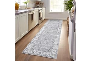JINCHAN Hallway Runner Rug 3x8 Vintage Rug Kitchen Washable Runner Rug Floral Print Floor Cover Non Slip with Rubber Backing 