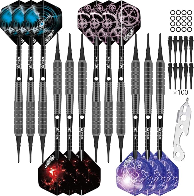 CyeeLife - Juego de dardos profesionales de punta suave de 16 gramos