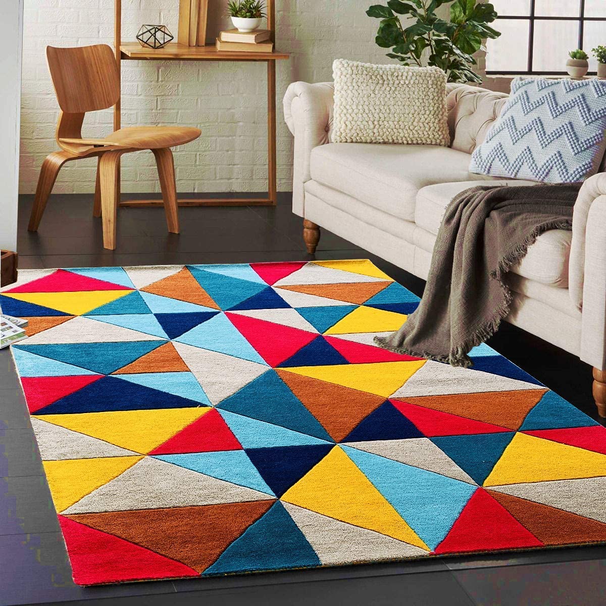 Buy Rugs of India Geometric Carpet (Multicolour Rangoli Carpet, Wool