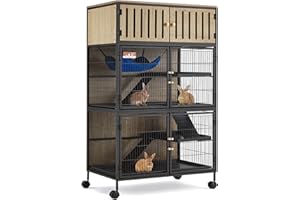 Fragess Metal Large Guinea Pig Cages 5 Levels, 50.0" H Rolling Ferret Cage with Removable Ramps & Double Door, Critter Nation Cage with Locker, Squirrel Cage Christmas Decoration Pet Crate Furniture