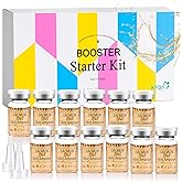 BB Facial Glow Serums Starter Kit Hyaluronic Acid Salmon DNA Gold Serum Ampoule for Face, Hydration and Moisturization,12 Vials