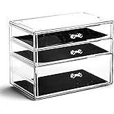 BINO | 3 Drawer Makeup Organizer | Amsterdam Avenue | THE MANHATTAN SERIES | Makeup Drawer Storage | Cosmetic Organizer | Plastic Vanity | Organizer Clear Makeup Organizers And Storage Cases | Acrylic