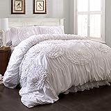 Lush Décor Serena 3 Piece Ruched Flower Comforter