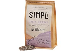 SIMPLi Regenerative Organic Chia Seeds, Black Whole Chia Seeds, Plant-Based Protein, High Fiber Superfood for Smoothies, Baking & Chia Pudding, 12 oz