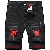 JUNBAOSS Men's Slim Fit Stretch Denim Shorts Ripped Skinny Jean Shorts for Men,Fashion Straight Comfort Flex Waist Short