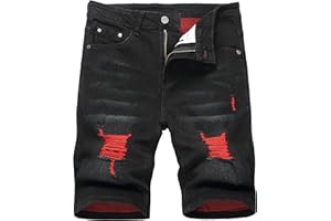 JUNBAOSS Men's Slim Fit Stretch Denim Shorts Ripped Skinny Jean Shorts for Men,Fashion Straight Comfort Flex Waist Short