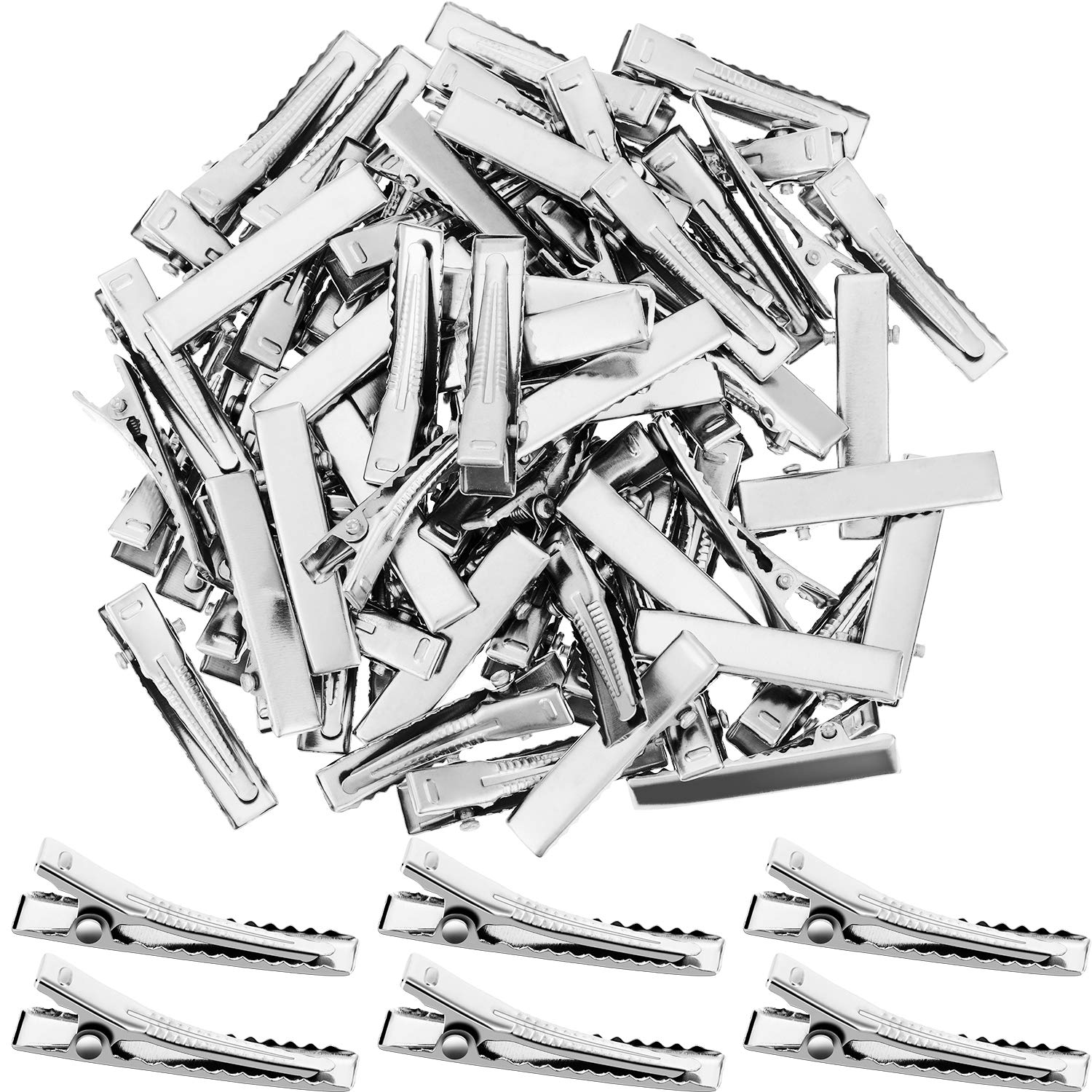 Photo 1 of 200 Pieces Alligator Metal Hair Clips, Duck Bill Hair Clips for Bow Making, Flat Top Single Prong Hairpins Metal Hairclip for Styling DIY Craft Accessories(1.26 Inch)