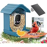 Smart Bird Feeder with Camera Solar Powered for Outdoors 2K FHD AI Recognition Hanging Bird Feeder Camera for Outside Backyard Garden, Gifts for Birdlover Mom Dad Kid (Deep Blue and Orange)