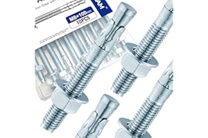Usdrwam 10Pcs 5/16" × 4" Concrete Anchor Bolts, Zinc Plated Carbon Steel Wedge Anchors for Cement, Brick, and Masonry