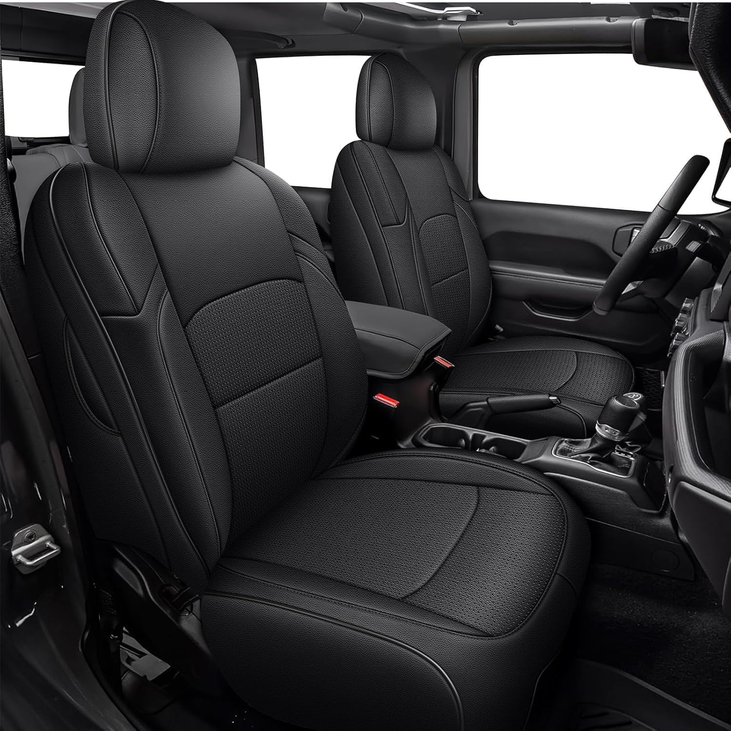 Photo 1 of AOMSAZTO Seat Covers for Jeep Gladiator JT (2020-2025) - Custom Fit Full Set Faux Leather Waterproof & Anti-Slip Car Seat Covers - Black