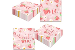 HAKOTI Sweet One Birthday Party Decorations,40Pcs Strawberry Napkins Disposable Summer Fruits Theme Decorations Strawberry Party Napkins for Fruit Birthday Party Supplies,Baby Shower Party