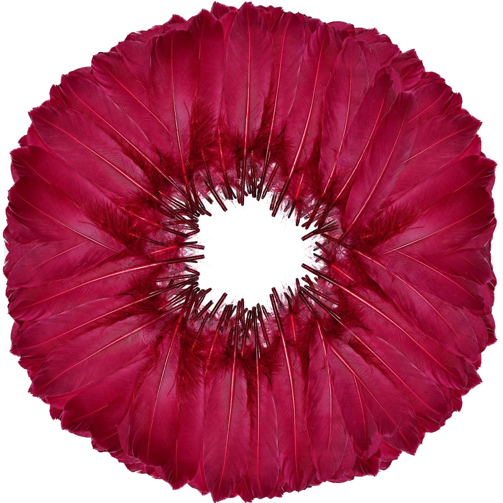 FeelfunFeather 120pcs Wine Red Goose Feathers 6-8
