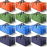HOMESURE 12 Pack Large Strong Moving Bags with Zippers & Carrying Handles - Water-Resistant - Heavy Duty Storage Tote for Space Saving, Fold Flat, Alternative to Moving Box (Multicolored)