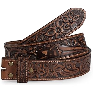 TYWestyles 1.5" Heavy-Duty Western Cowboy Belt Without Buckle | Full Grain Leather,Buckleless,Custom Style,Bold Pattern Desig