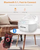 GREADIO Portable CD Player with Speakers Bluetooth FM USB AUX LCD Display Remote view 4