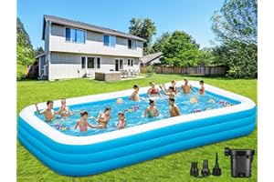 RUANSZZ Extra Large Inflatable Pool for Adults, 180"x76"x22" Oversized Thickened Swimming Pool with Air Pump, Full Size Family Big Blow Up Pools for Backyard Garden Lawn Indoor Outdoor Summer Water Party