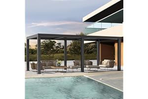 LVUYOYO Outdoor Louvered Pergola 10' x 20', Aluminum Patio Pergola with Adjustable Roof, Sun Shade Shelter Metal Gazebo for Backyard, Garden, Deck(Black)