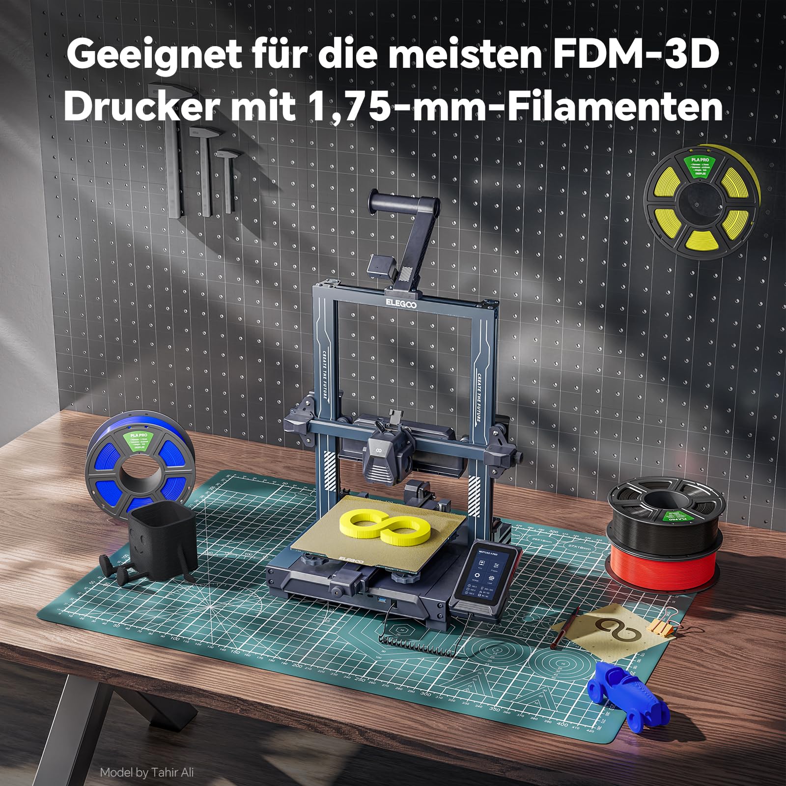 DEEPLEE PLA PRO Filament 1.75mm, Stärkere Zähigkeit 3D Drucker Filament, PLA Filament Maßgenauigkeit ±0.02 mm, Sauber gewickelt, Einfach zu Drucken, Passend für die meisten FDM 3D Drucker, Schwarz 1KG 7