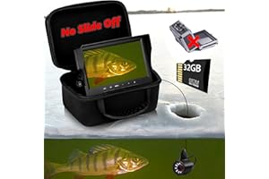 MOQCQGR FishPRO Underwater Fishing Camera DVR w/Bracket - 7 inch Ice Fishing Camera Underwater w/ 12pcs+12pcs Filling Light, 32GB Card, 1200TVL Fish Finder for Lake Kayak Ice Fishing, 15m/49ft