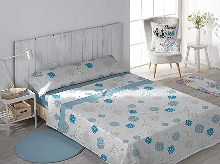 Stilia Juego Sábanas Reversibles de Coralina Franela Invierno Perchadas a 2 Caras, Kenus (Cama 90-160x270, Azúl), Azul, 90-160 x 270 cm: Amazon.es: Hogar