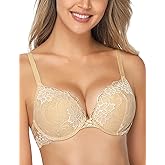 Wingslove Women's Push Up Bra Lace Comfort Padded Add 1 Cup Plunge Underwire Bras Lift Up
