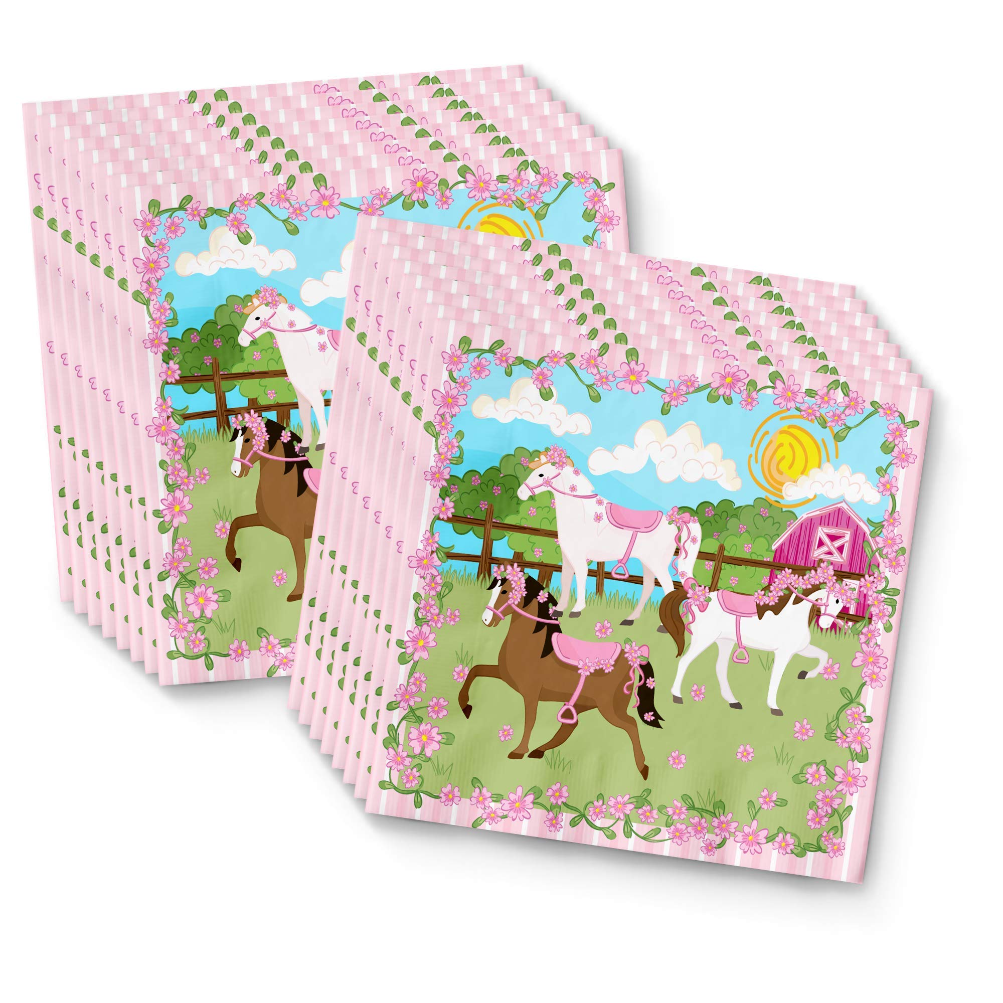 Lovely Pink Horse Birthday Party Supplies Set Plates Napkins Cups