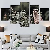 SIGNWIN 5 Panel Canvas Wall Art Modern Art Animals Dramatic Elephants Giraffe Multicolor Photography Southwest for Home Decorations Ready to Hang - 60