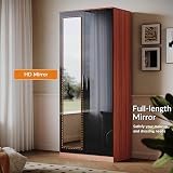 ELEGANT Soft Close 2 Door Wardrobe with Mirrored High Gloss Black Walnut view 3