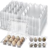 Remerry 40 Pcs Jumbo Quail Egg Cartons, 12 Grid Clear Plastic Stackable | For Jumbo Quail, Pigeon, Small Poultry Eggs, Transparent Viewing, Ideal for Fridge Storage, Farm Market, Gift Packaging