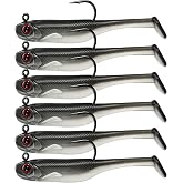 VMSIXVM Soft Fishing Lures Paddle Tail Swim Baits for Bass Fishing | Pre Rigged Jig Head Bass Lures, Lifelike Vivid Action, More Bites Easy Catch, Freshwater Saltwater, Fishing Gift for Men