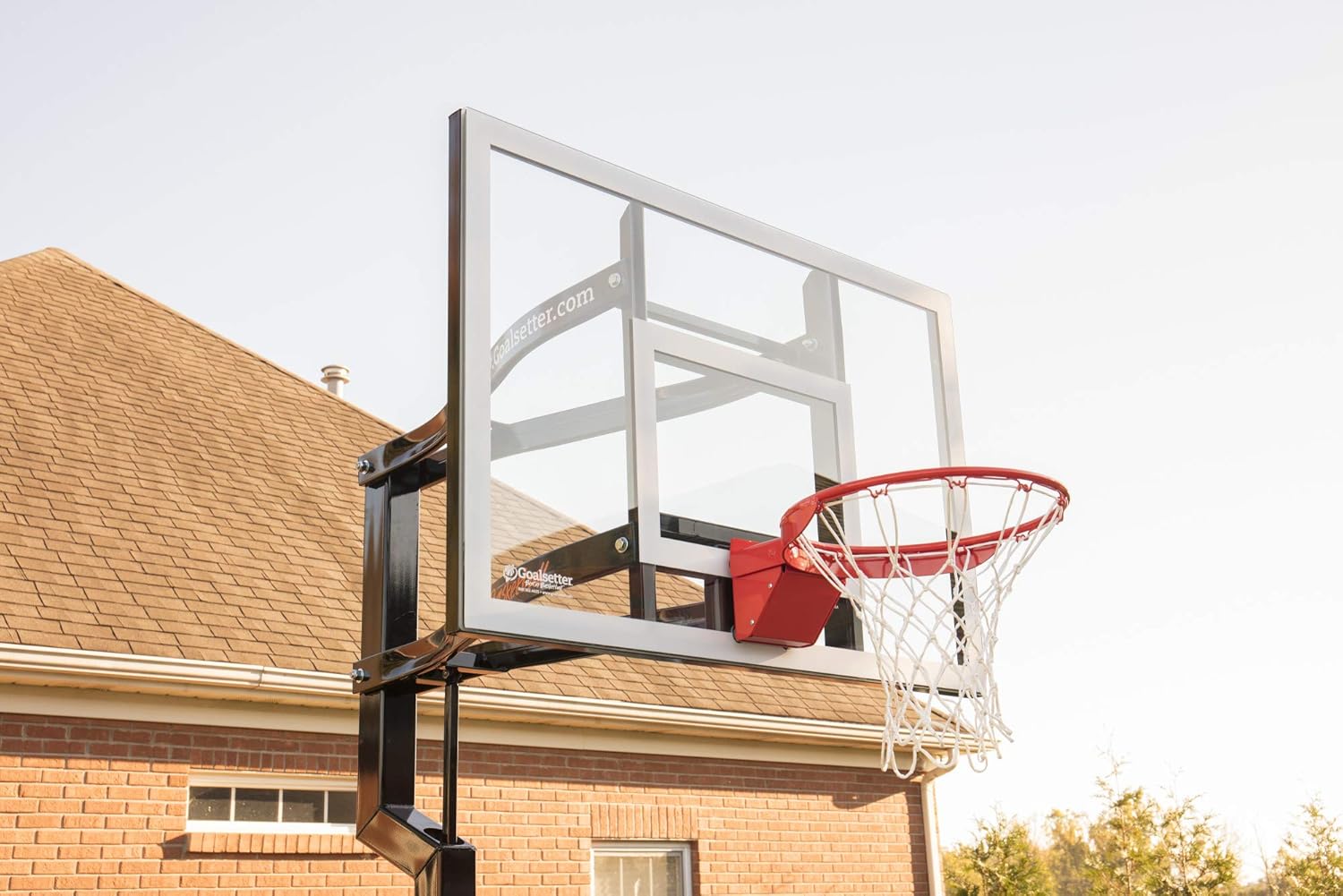 Goalsetter Contender In Ground Adjustable Basketball Hoop System with 54-Inch Glass Backboard and Single Static Rim, Black (SS44554G1W) : Sports & Outdoors