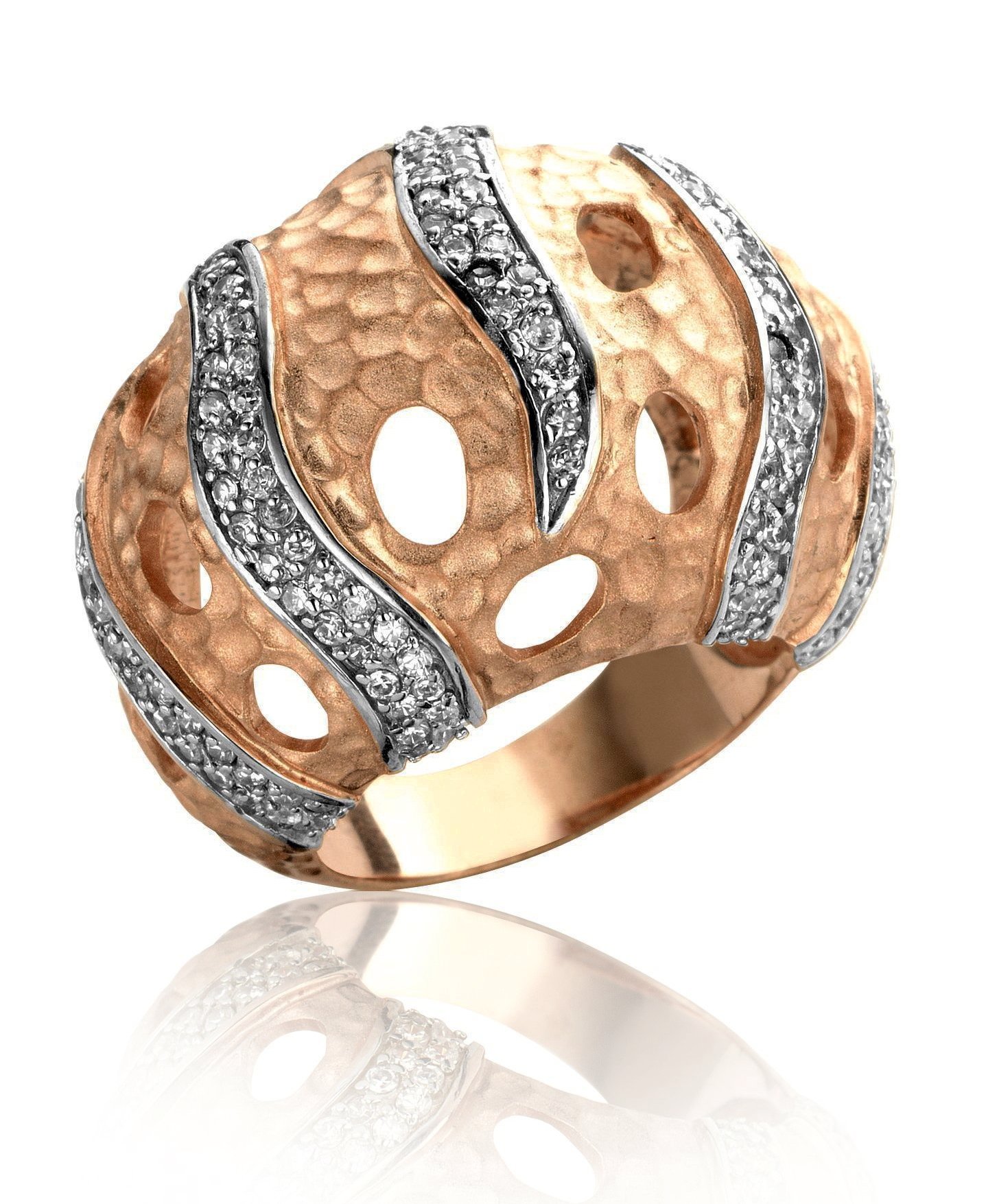 Orphelia Women's Ring, Silver Plated, Partly Gold-Plated, Cubic Zirconia, White, Brilliant Cut, 54 (17.2), Cubic Zirconia