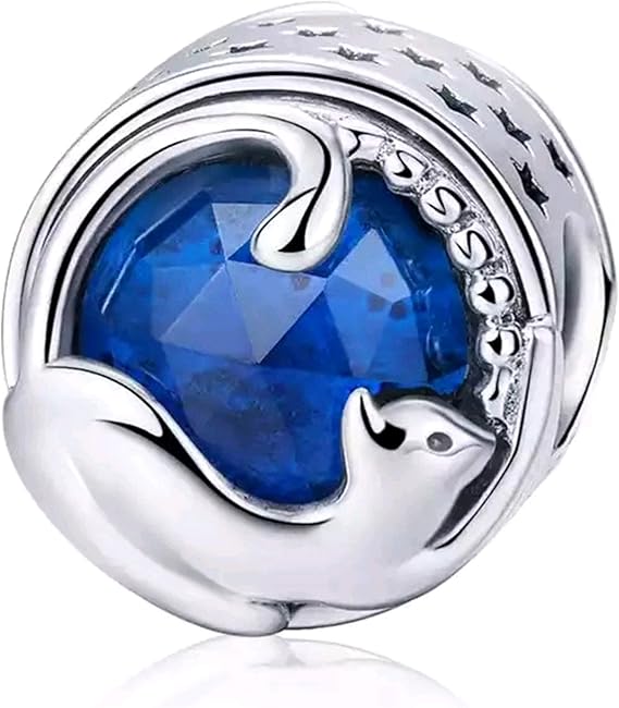 Marni's Pandora Style Cat Charm with Blue Crystal Women's Sterling
