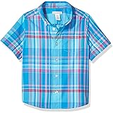 Amazon Essentials Boys' Short-Sleeve Woven Poplin Chambray Button-Down Shirts
