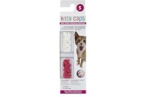 Kitty Caps Nail Caps for Cats Safe, Stylish & Humane Alternative to Declawing Covers Cat Claws, Stops Snags and Scratches, Small (6-8 lbs), Pure White & Coral Red (Pack of 1)