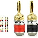 Mediabridge Banana Plugs - Corrosion-Resistant 24K Gold-Plated Connectors - 6 Pair/12 Banana Plugs (Part# SPC-BP2-6 )