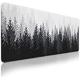 Meetcolor Desk Mat Forest, Large Gaming Mouse Pad with Stitched Edges, 31.5" x 11.8" XL Non-Slip Desk Pad, Computer Keyboard Mat for Office Home