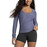 ODODOS Women's Long Sleeve Henley T-Shirt – Ultra Soft odSTRATUM Tech Tee, UPF 50+ Button V-Neck Top