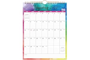 ARTFAN 2024 Wall Calendar - 12 Monthly Wall Calendar 2024, 2024 Calendar from January 2024 - December 2024, 11" x 8.5", Twin-Wire Binding - Watercolor Ink
