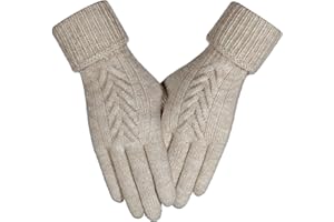 Achiou Women Winter Gloves, Touch Screen Texting Gloves, Elastic Soft Warm Knit Lined, One Size