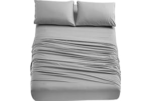 Home Beyond & HB design - 4-Piece Bed Sheets Set (Queen, Grey) - Premium Hotel Quality Bedding Sheets - Breathable Ultra Soft