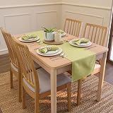 Encasa XO Table Runner 13x59 in Sage Green Cotton Canvas view 2
