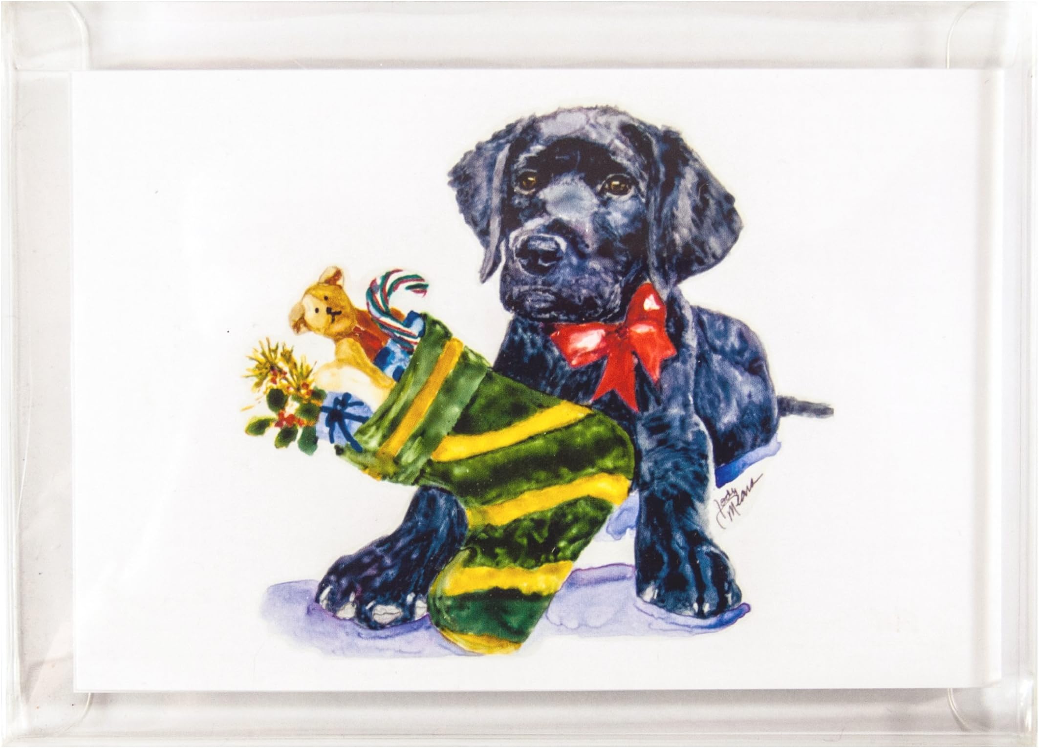 Rainbow Card Company 10-pack Christmas Postcards - Black Labrador Retriever