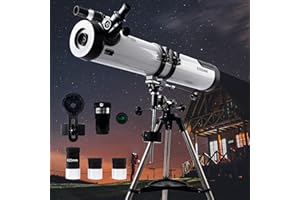 ESSENWI 114EQ Reflector Telescope for Adult Astronomy Beginners - Comes with 3 Eyepieces, 3X Barlow Lens, Moon Filter, and Phone Adapter