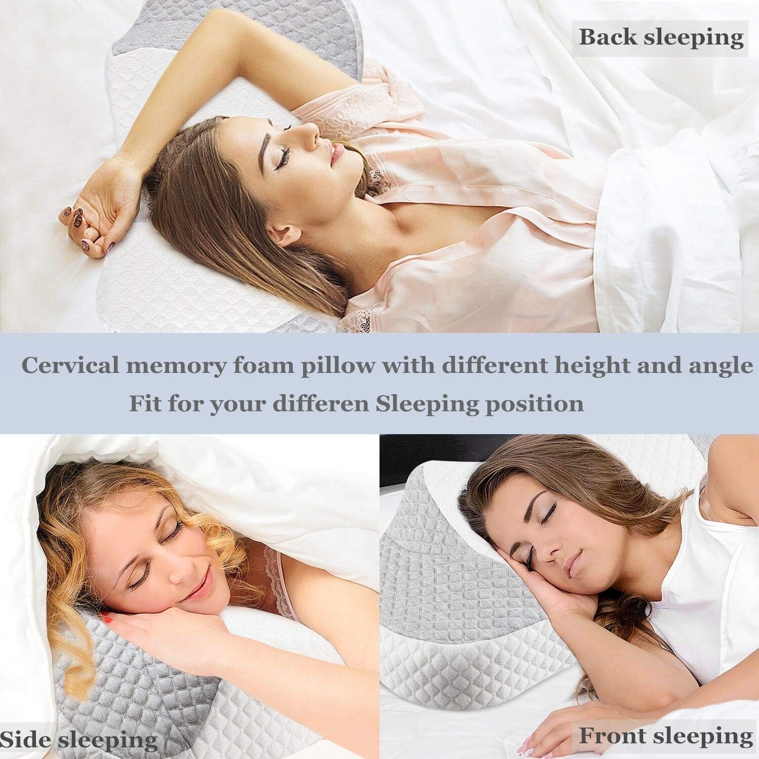 LIUYANG Cervical Memory Foam Pillow,Neck Orthopedic Pillow for Pain Relief,Ergonomic Bed Pillow for Side Sleeper,Back/Stomach Sleeper: Home & Kitchen