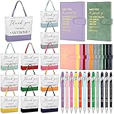 Paterr 12 Set Employee Appreciation Gifts Bulk Include Motivational Canvas Tote Bags A5 Leather Journal Notebooks Inspirational Pens Gift for Employees Coworkers Teachers Teams(Colorful,Motivational)